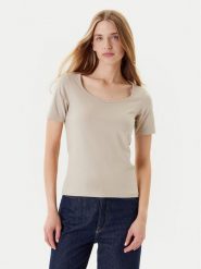 United Colors Of Benetton T-Shirt 3FJHD401P Beżowy Slim Fit. Brązowe t-shirty United Colors of Benetton, xl, bez wzorów, z bawełny, bez kołnierzyka, bez ramiączek. Za 59.99 zł.