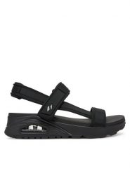 Skechers Sandały Uno-Summer Stand2 119813/BBK Czarny. Czarne sandały Skechers, bez wzorów, z materiału, bez obcasa, na koturnie, bez zapięcia. Za 229.99 zł.