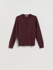 Kardigan z wiskozą - burgundowy. Czerwone kardigany Reserved, l, bez wzorów, z dzianiny. Za 139.99 zł.