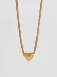 Naszyjnik z zawieszką serce - złoty. Żółte naszyjniki Reserved, złote. Za 59.99 zł.