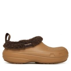 Klapki Crocs. Brązowe klapki Crocs, bez wzorów, bez obcasa. Za 309.99 zł.