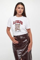 T-shirt damski z nadrukiem LIU JO. T-shirty Liu Jo, m, bez wzorów, bez kołnierzyka, bez ramiączek. Za 319.00 zł.