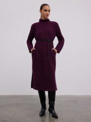 BGN Sukienka w kolorze fioletowym rozmiar: 38. Różowe sukienki BGN, na co dzień, bez wzorów, ze skóry, bez kołnierzyka, bez ramiączek, midi, proste. Za 148.61 zł.