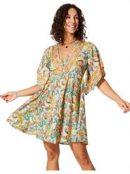 Aller Simplement Sukienka w kolorze zielonym ze wzorem rozmiar: 34/36. Zielone sukienki Aller Simplement, bez wzorów, bez kołnierzyka, bez ramiączek, mini. Za 56.99 zł.