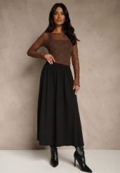 Czarna Rozkloszowana Spódnica z Bawełny Tussala. Czarne spódnice Renee, l, bez wzorów, z bawełny, eleganckie, maxi, oversize. Za 109.99 zł.