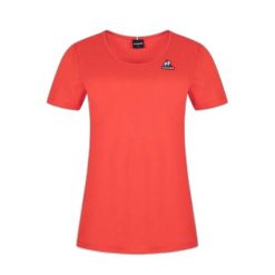 Damska koszulka z krótkim rękawem Le Coq Sportif Saison N°1. Czerwone bluzki Le Coq Sportif, xs, bez wzorów, sportowe, bez kołnierzyka, bez ramiączek. W wyprzedaży za 85.90 zł.