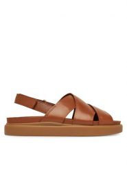 Clarks Sandały Aristella Sun 26181258 Brązowy. Brązowe sandały Clarks, bez wzorów, ze skóry, bez obcasa, na płaskiej podeszwie, bez zapięcia. Za 419.99 zł.