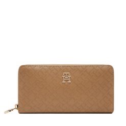 Duży Portfel Damski Tommy Hilfiger. Brązowe portfele TOMMY HILFIGER, bez wzorów. Za 219.99 zł.
