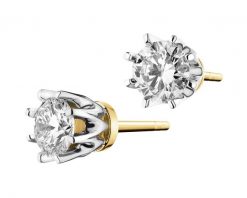 Kolczyki z żółtego i białego złota z brylantami - SI2/H - 0,68 ct - próba 585. Białe kolczyki Apart, z brylantem, złote. Za 14,990.00 zł.