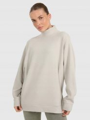 BLUZA DAMSKA DRESOWA 4F TRENINGOWA DO JOGI TFSWF589 S KOLOR BEŻOWY. Brązowe bluzy 4f, l, bez wzorów, z bawełny, bez kaptura. Za 199.99 zł.