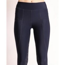 Damskie legginsy jeździeckie z pełną przyczepnością i kryształową kieszenią Mont. Niebieskie legginsy MONTAR, s, bez wzorów, z elastanu. Za 431.00 zł.