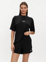 Boss Piżama Adeline 50515581 Czarny Regular Fit. Czarne piżamy Boss, bez wzorów, z bawełny, bez ramiączek. Za 359.99 zł.
