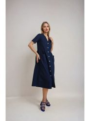 Monki Sukienka w kolorze granatowym rozmiar: 40. Niebieskie sukienki Monki, bez wzorów, bez kołnierzyka, bez ramiączek, midi. Za 79.03 zł.