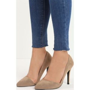 Khaki Zamszowe Szpilki Kokarbi. Brązowe szpilki Born2be, bez wzorów, z zamszu, ze szpiczastym noskiem, bez obcasa, na szpilce, bez zapięcia. Za 39.99 zł.