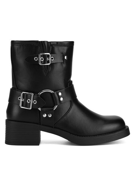 Jenny Fairy Botki HY96158-10 Czarny. Czarne botki Jenny Fairy, bez wzorów, ze skóry, bez obcasa, na słupku, bez zapięcia. Za 199.99 zł.