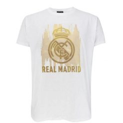 Koszulka z herbem Realu Madryt dla dorosłych unisex. Białe bluzki REAL MADRID, s, bez wzorów, sportowe, bez kołnierzyka, bez ramiączek. W wyprzedaży za 101.43 zł.