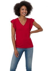 Heine Koszulka w kolorze czerwonym rozmiar: 38. Czerwone bluzki Heine, bez wzorów, bez kołnierzyka, bez ramiączek. Za 61.02 zł.