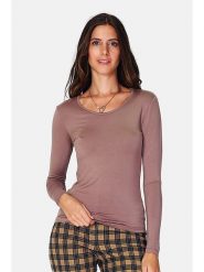 ASSUILI Koszulka w kolorze szarobrązowym rozmiar: 36. Brązowe bluzki Assuili, bez wzorów, klasyczne, bez kołnierzyka, bez ramiączek. Za 70.24 zł.