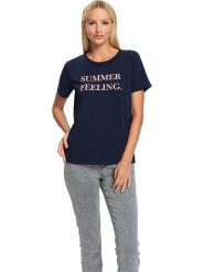 Heine Koszulka w kolorze granatowym rozmiar: 34. Niebieskie bluzki Heine, bez wzorów, bez kołnierzyka, bez ramiączek. Za 34.99 zł.