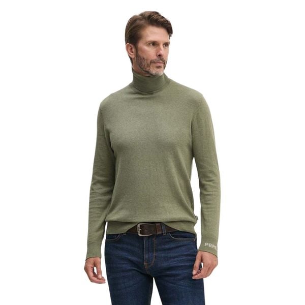 Sweter z golfem Pepe Jeans New Andre. Zielone golfy Pepe Jeans, bez wzorów, z jeansu, bez ramiączek. W wyprzedaży za 270.00 zł.