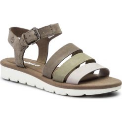 Sandały TIMBERLAND - Lottie Lou 3-Band Sandal TB0A1UW7901 Olive Nubuck. Szare sandały Timberland, bez wzorów, z materiału, bez obcasa, bez zapięcia. W wyprzedaży za 279.00 zł.