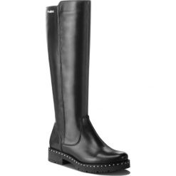 Oficerki EVA MINGE - Aldaya 4AW 18SM1372552EF 101. Czarne kozaki Eva Minge, ze skóry ekologicznej, przed kolano, bez obcasa, na obcasie, bez zapięcia. W wyprzedaży za 389.00 zł.