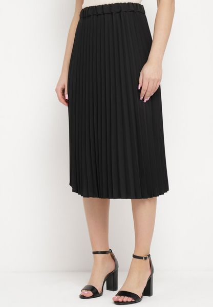 Czarna Plisowana Spódnica Midi z Wyższym Stanem Isolara. Czarne spódnice Born2be, do pracy, bez wzorów, biznesowe, midi, proste. Za 44.99 zł.