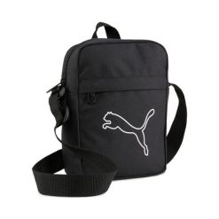 Przenośna czarna torba na ramię Puma Plus. Czarne torby na ramię Puma, bez wzorów, z materiału, eleganckie, na ramię, bez dodatków. Za 149.99 zł.
