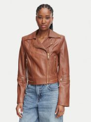 Elisabetta Franchi Kurtka skórzana GD-01Z-66E2-V1490 Brązowy Regular Fit. Brązowe kurtki Elisabetta Franchi, bez wzorów, ze skóry, bez kaptura. Za 6,369.00 zł.