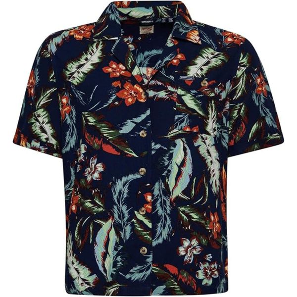 Koszula turystyczna damska SuperDry Vintage Resort. Niebieskie koszule Superdry, l, bez wzorów, z materiału, klasyczne, bez kołnierzyka, bez ramiączek. Za 102.00 zł.