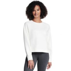 Bluza dresowa sportowa damska Skechluxe Elevate Crewneck. Białe bluzy Skechers, bez wzorów, z dresówki, bez kaptura. Za 229.99 zł.