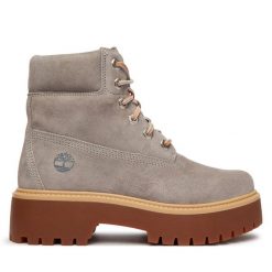 Trzewiki Timberland. Szare botki Timberland, bez wzorów, bez obcasa, na płaskiej podeszwie, bez zapięcia. Za 819.99 zł.