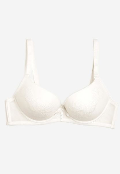 Jasnobeżowy Biustonosz Push Up Ozdobiony Kwiatowym Wzorem i Kokardką Amaril. Brązowe biustonosze Renee, bez wzorów. Za 29.99 zł.