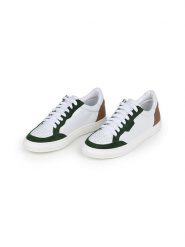 Anna Morellini Skórzane sneakersy "Feeria" w kolorze biało-zielono-jasnobrązowym rozmiar: 40. Białe trampki Anna Morellini, bez wzorów, bez zapięcia. Za 284.15 zł.