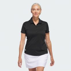 Koszulka polo Women's Solid Performance Short Sleeve. Czarne koszulki polo Adidas, s, bez wzorów, z materiału, bez kołnierzyka, bez ramiączek. Za 229.00 zł.