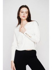 C& Jo Sweter w kolorze białym rozmiar: 36. Białe swetry C& Jo, bez wzorów, ze splotem, bez ramiączek. Za 127.45 zł.