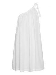 MOSS COPENHAGEN Sukienka w kolorze białym rozmiar: M/L. Białe sukienki Moss Copenhagen, l, bez wzorów, bez kołnierzyka, bez ramiączek, mini. Za 100.99 zł.