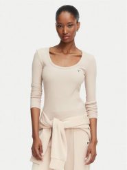 Guess Bluzka V4BP07 K8RT2 Beżowy Slim Fit. Brązowe bluzki Guess, xs, z aplikacjami, z wiskozy, bez kołnierzyka, bez ramiączek. Za 194.99 zł.