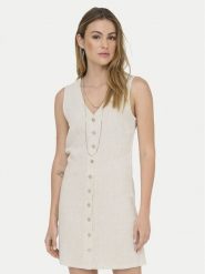 ONLY Sukienka codzienna Siesta 15357797 Beżowy jasny Regular Fit. Brązowe sukienki Only, na co dzień, xs, bez wzorów, z wiskozy, bez kołnierzyka, bez ramiączek, proste. Za 149.99 zł.