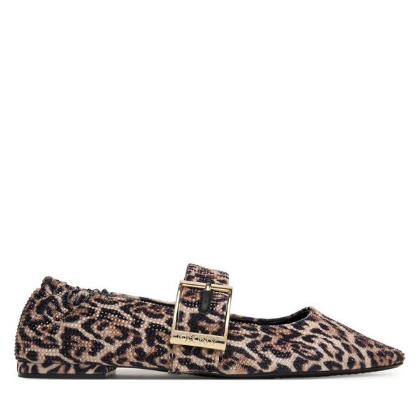 Baleriny DKNY. Brązowe baleriny DKNY, bez wzorów, bez obcasa. Za 350.99 zł.