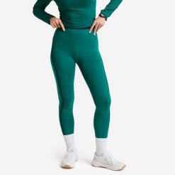 Legginsy fitness damskie Domyos. Zielone legginsy DOMYOS, l, bez wzorów, z elastanu. Za 129.99 zł.