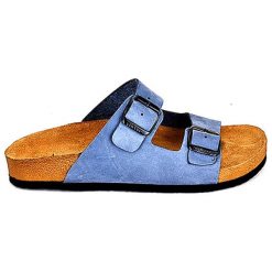 Moosefield Skórzane klapki w kolorze niebieskim rozmiar: 39. Niebieskie klapki Moosefield, bez wzorów, ze skóry, z otwartym noskiem, bez obcasa. Za 147.56 zł.