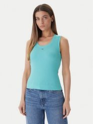 Tommy Jeans Top Essential DW0DW20673 Zielony Regular Fit. Zielone topy Tommy Jeans, m, bez wzorów, z bawełny, bez kołnierzyka, bez ramiączek. Za 129.99 zł.
