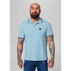 Koszulka Polo bawełniana klasyczna dla dorosłych Pique Stripes Regular. Niebieskie koszulki polo PITBULL, m, bez wzorów, z bawełny, bez kołnierzyka, bez ramiączek. Za 139.99 zł.