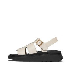Klapki na koturnie w stylu rybaka damskie FitFlop Gen-FF. Brązowe klapki FIT FLOP, bez wzorów, z materiału, bez obcasa, na koturnie. Za 736.00 zł.