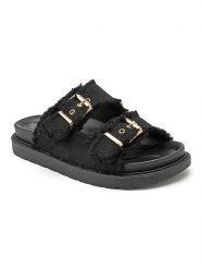 Sixth Sens Klapki w kolorze czarnym rozmiar: 37. Czarne klapki Sixth Sens, bez wzorów, z otwartym noskiem, bez obcasa. Za 100.99 zł.