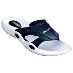 Klapki damskie Beco biało-czarne. Białe klapki 47 Brand, bez wzorów, z materiału, bez obcasa. Za 173.99 zł.