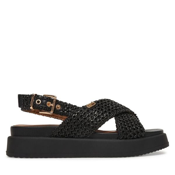 Sandały Tamaris. Czarne sandały Tamaris, bez wzorów, bez obcasa, na płaskiej podeszwie, bez zapięcia. Za 329.99 zł.