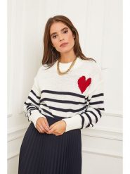 L'armoire de Suzette Sweter w kolorze granatowo-białym rozmiar: 38/40. Niebieskie swetry L'armoire de Suzette, l, bez wzorów, bez ramiączek. Za 86.99 zł.