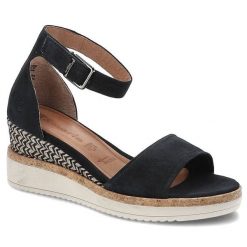 Granatowe Sandały Tamaris Skórzane Espadryle Damskie. Niebieskie sandały Tamaris, bez wzorów, z materiału, eleganckie, bez obcasa, na koturnie, bez zapięcia. Za 249.00 zł.